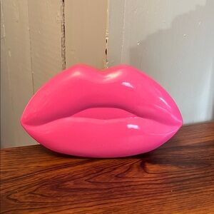 Pink Lip-Shaped Decorative Container